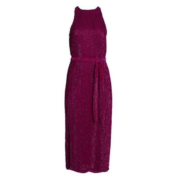 RETROFÊTE Tilly Sequin Tie-Sash Midi Dress - Picture 3 of 13